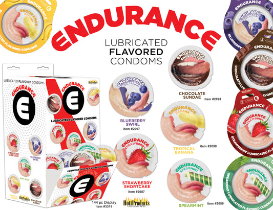 Endurance Condoms - 144 Count Wall Mount Display  - Assorted Flavors HTP3319-D