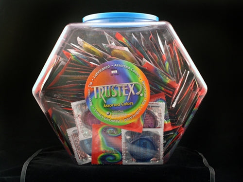 Trustex Assorted Colors Lubricated Condoms - 288 Piece Fishbowl AL-1010D