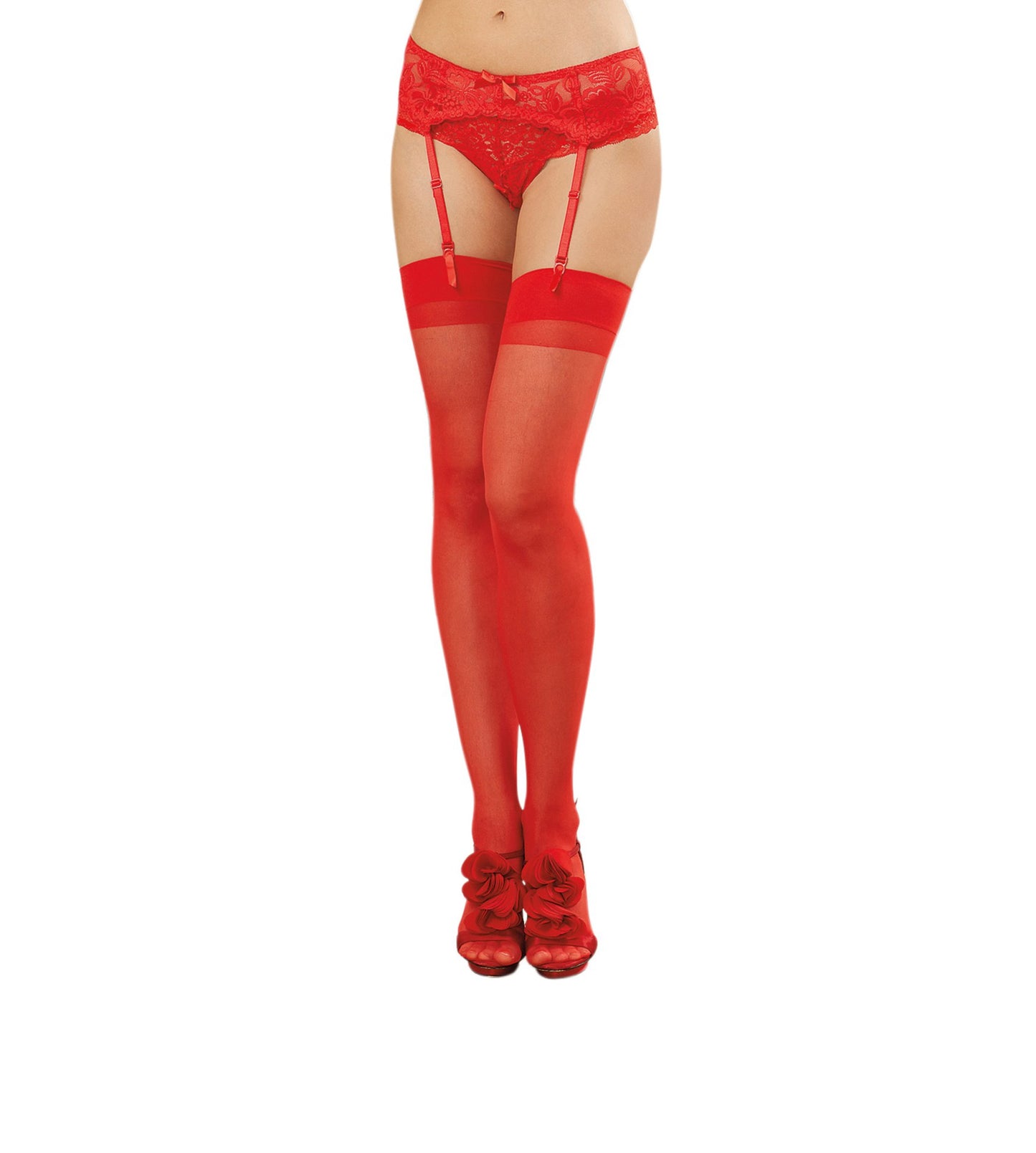 Sheer Thigh High - One Size - Red DG-0007REDOS