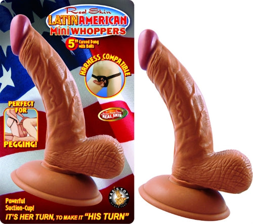 Latin American Mini Whoppers 5-Inch Curved Dong  With Balls - Latin NW2392-2