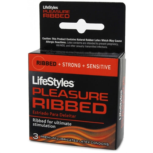 Lifestyles Pleasure Ribbed Condoms - 3 Pack LS4103