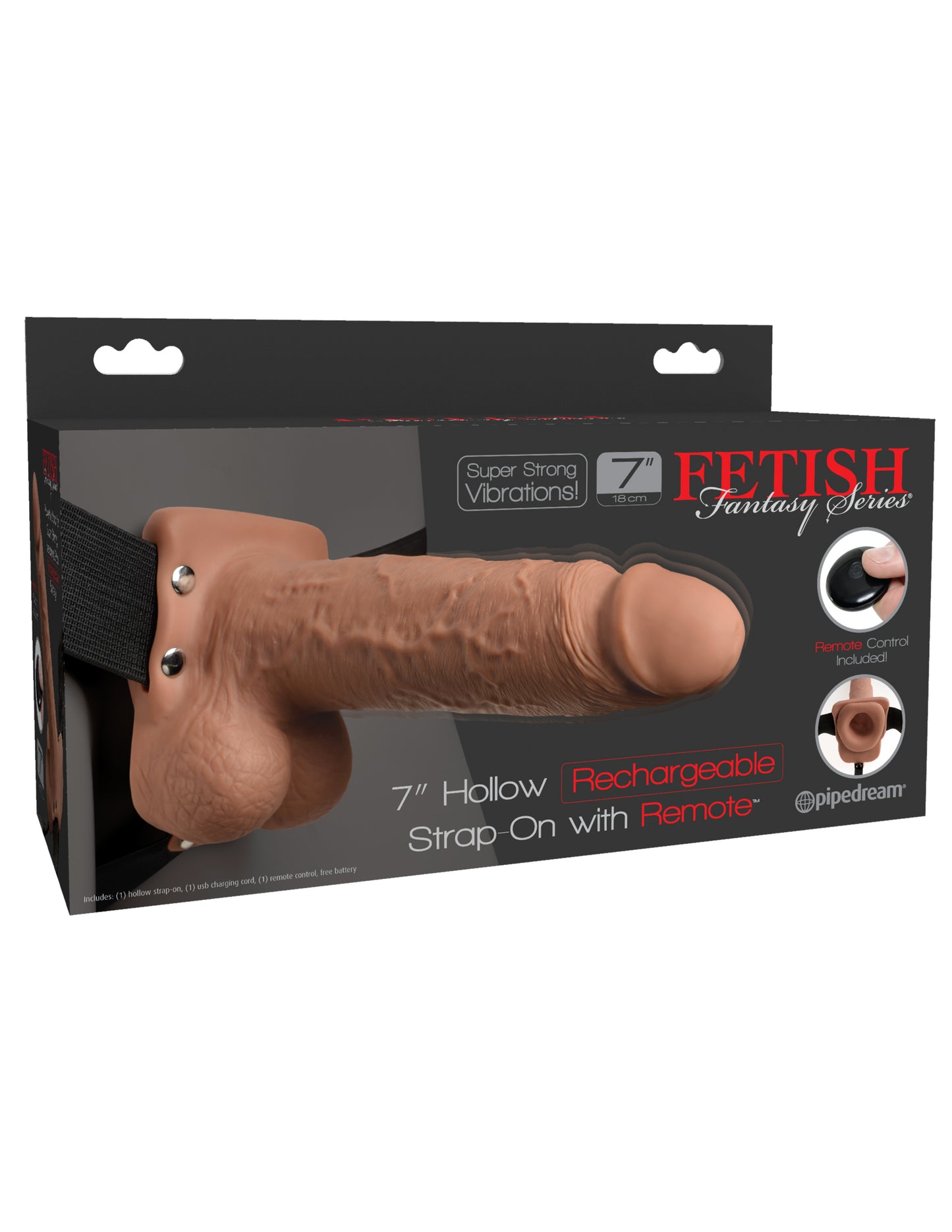 Fetish Fantasy Series 7 Inch Hollow Rechargeable Strap-on With Remote - Tan PD3391-22