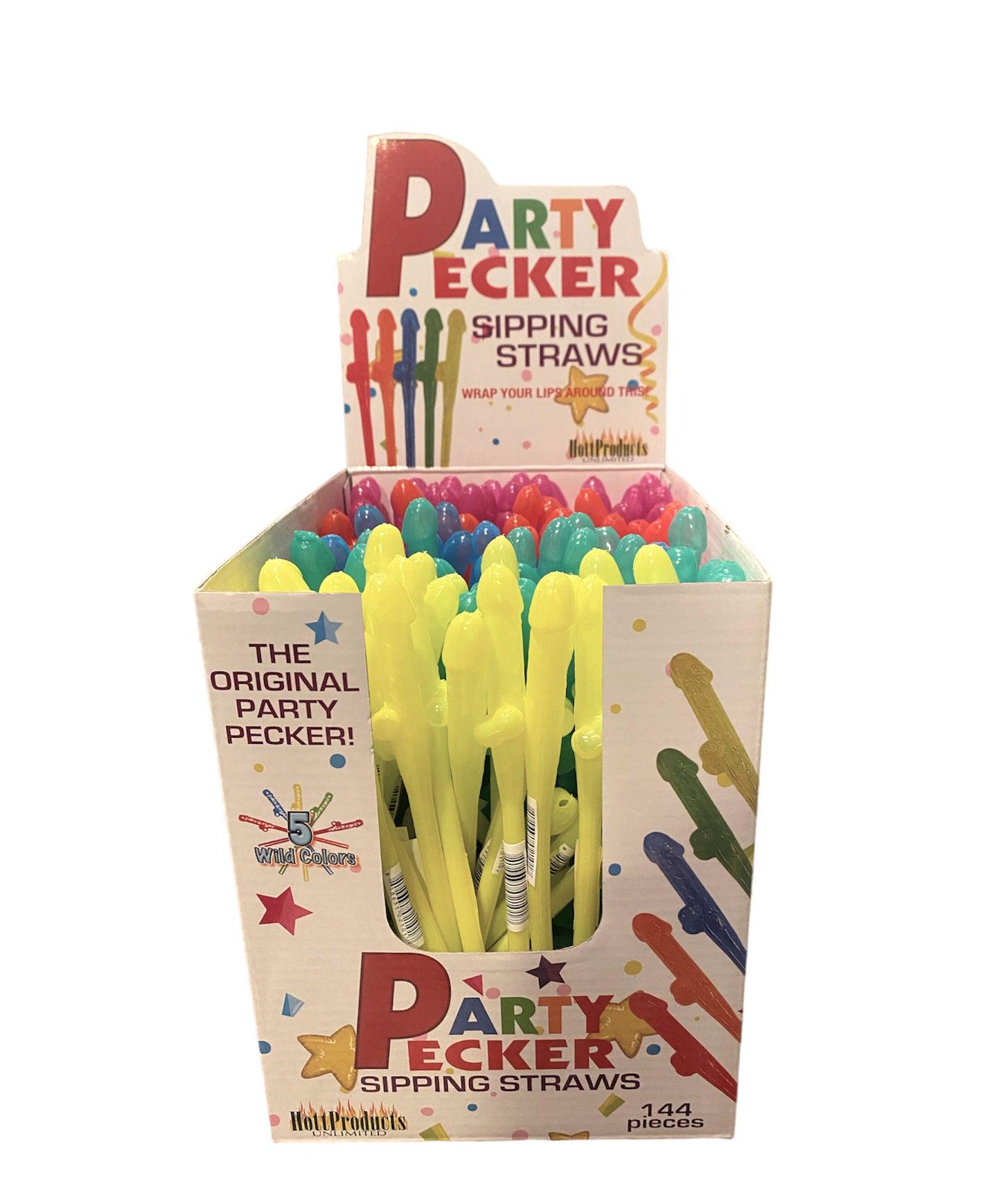 Party Pecker Sipping Straws 5 Assorted Colors 144  Pcs Display HTP2101D