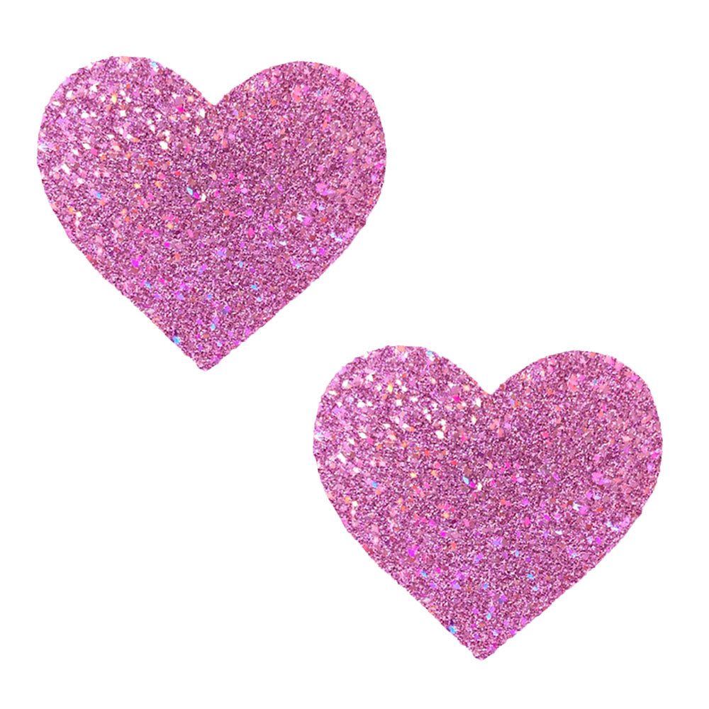 Pegasus Kisses Iridescent Pink Glitter I Heart U  Nipztix Pasties NN-PGK-HRT-NS