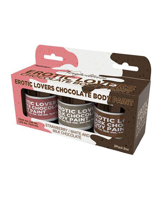 Erotic Lovers Chocolate Body Paint - Neapolitan -  White Chocolate, Milk Chocolate and Strawberry -  (3 Pack) HTP3474