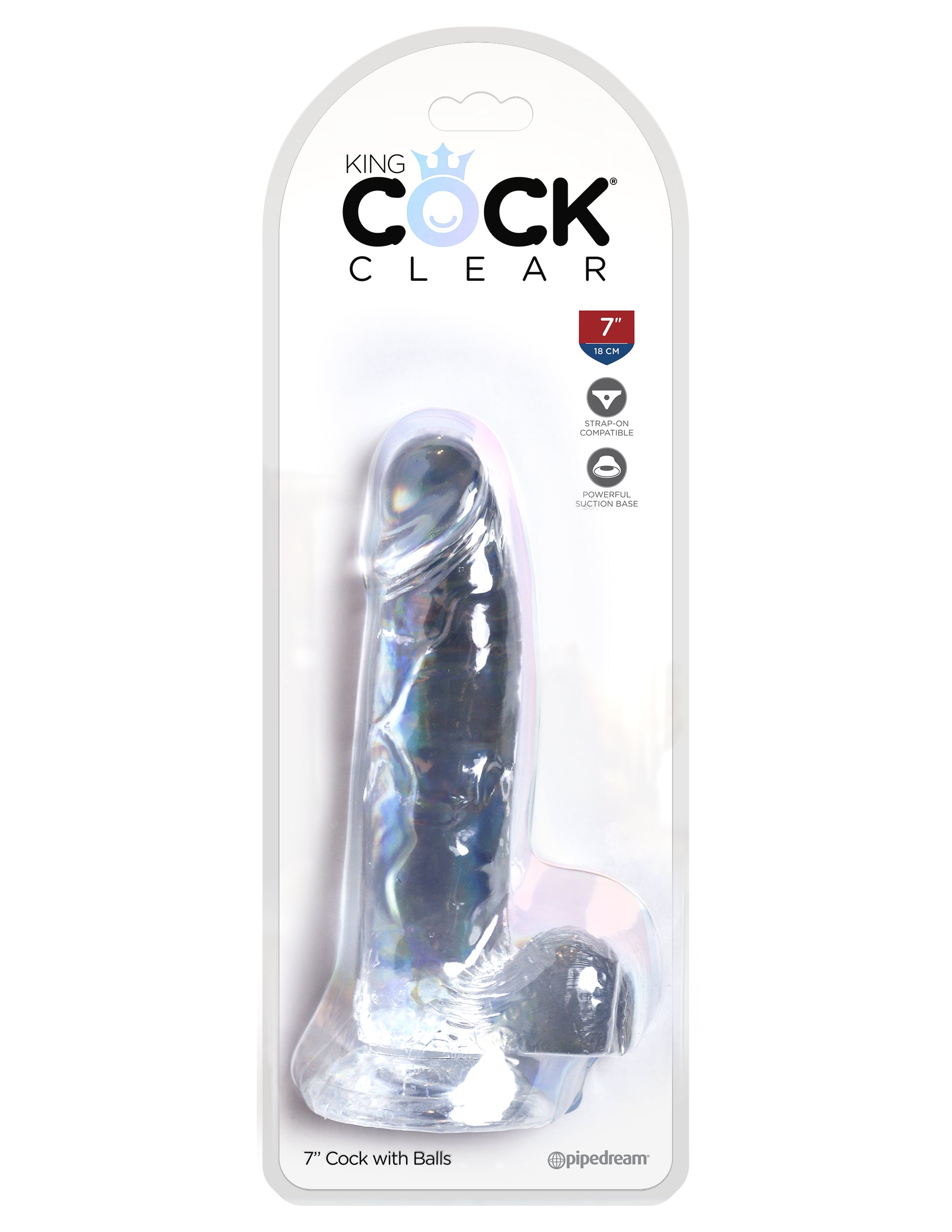 King Cock Clear 7 Inch Cock With Balls PD5754-20